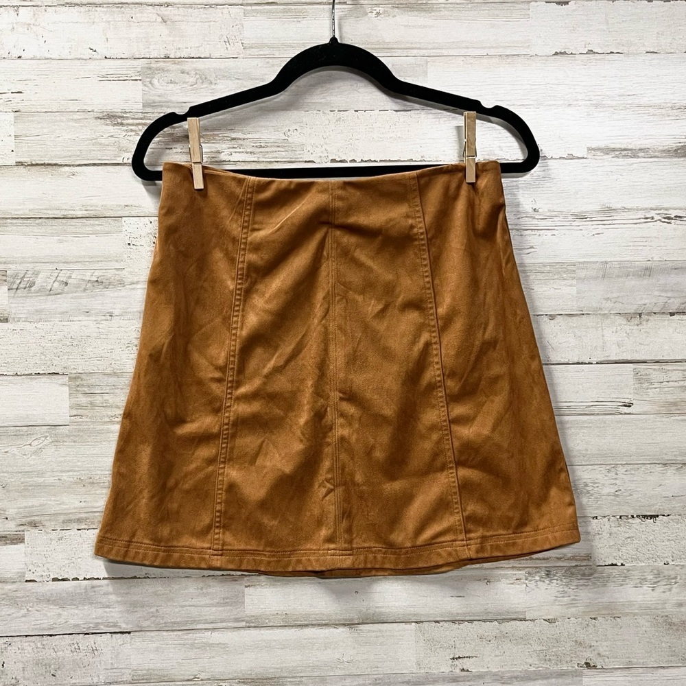 Miami Tan Faux Suede Mini Skirt